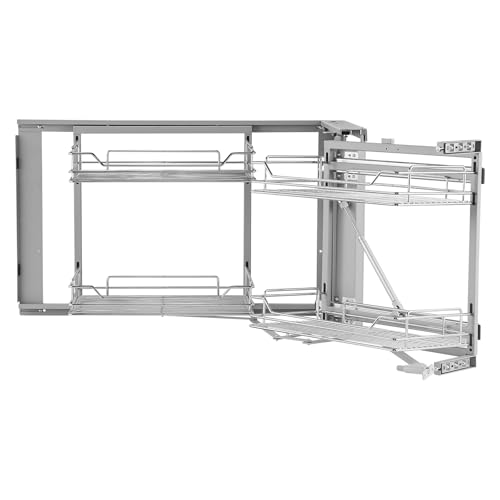 VEVOR Organizador Extraíble de Esquina Ciega, Organizador de Gabinete Cocina 2 Niveles y 4 Estantes, Acero al Carbono con Cromo Mágico, Compatible con Apertura Izquierda y Derecha, 860 x 535 x 560 mm