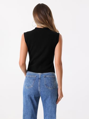 Image of Allegra K Vest Tops for Women Sleeveless Sweater V Neck Cropped Button Up Business Casual Knit Tank Tops