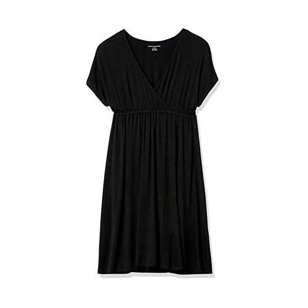 Amazon Essentials Women's Solid Surplice Dress, Black, XL - Image 6
