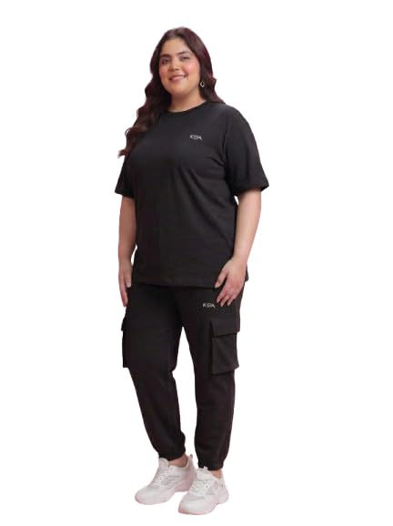 Image of Kepa Plus Size Summer Co Ord Set for Women | Top and Lower Set with Stretchable Waistband | Stylish Airport Outfit for Women | Western Track Suit Co-Ord Set for Casual Wear