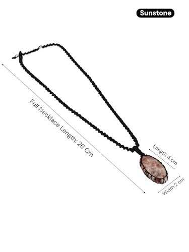 Image of KE KANHA EXPORTS Natural Moonstone Healing Crystal Pendant Jewellery - Handmade Macrame Rainbow Moonstone Necklace for Women (Adjustable Cotton Cord)