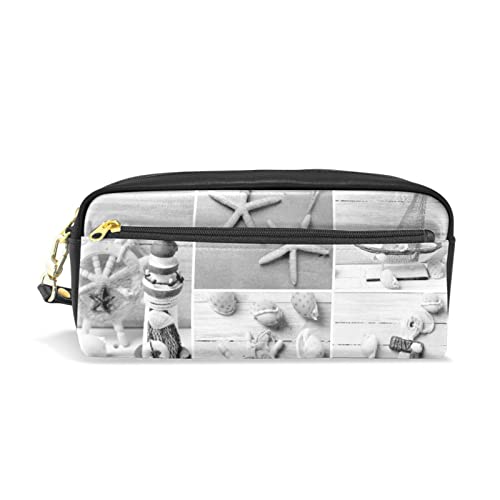 Astuccio con motivo tribale marocchino con piastrelle portoghesi colore astuccio per matite penne pennarelli articoli di cancelleria per scuola e ufficio pelle sintetica bianco nero