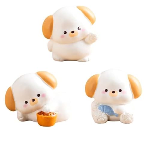 3 Pcs Mini Dog Figurines Miniature Resin Animals Little Puppy Toys Dollhouse Accessories for DIY Moss Landscape Garden Ornament Home Decors