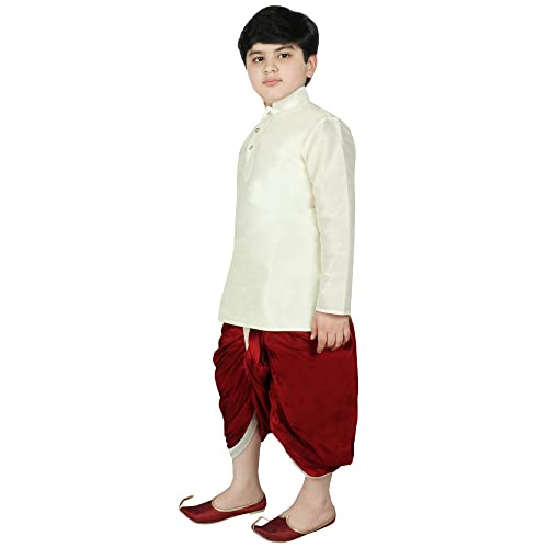 Image of SG YUVRAJ Boy's Raw Silk Kurta Dhoti Set