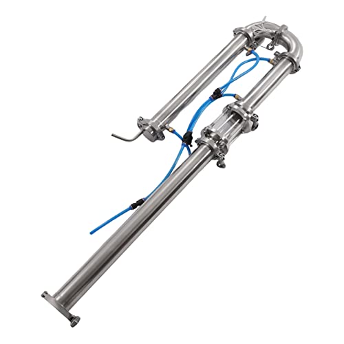 51MM Stainless Steel Retort Distillation Column with Sight Hole Glass Copper Mesh DIY Copper Still for Moonshine Distillation, Wine Beer Barrel Copper Kit