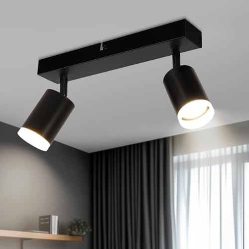 Ketom Deckenlampe Schwarz GU10 - Deckenstrahler 2 Flammig - LED Deckenleuchte Drehbar - Spotlight...