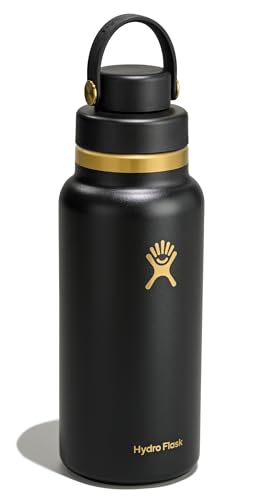 Image of Hydro Flask Water Bottle - Insulated Stainless Steel - Wide Mouth Flex Chug Lid, Non-Spill, Leakproof in 32 Oz Black Tie
