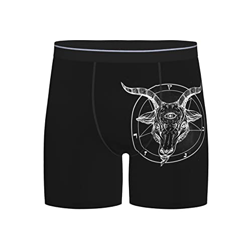 SEAEAGLE Pentagram With Demon Baphomet Satanic Goat Mens Boxer Briefs Extended Panties Sports Tight Underpants Breathable