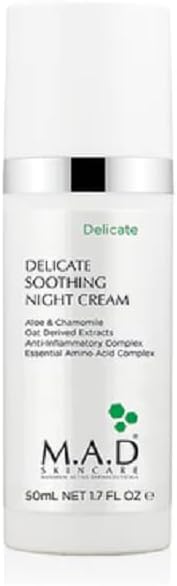 Creme noturno M.A.D Skincare Delicate Soothing para pele sensível, 50 mL