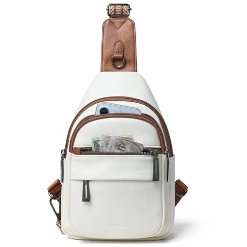 Leresas Sac à bandoulière 7 l pour femme, sac à main, sac à main, sac à main, en cuir végétalien, sac à bandoulière, Couleur : beige
