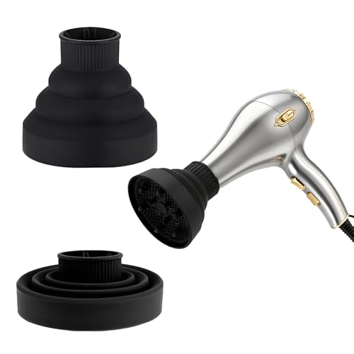 Difusor para Secador,Difusor Secador Universal,Difusor Pelo Rizado,Difusor de Pelo Plegable de Silicona Portátil,difusor de pronunciación universal (negro)