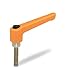 Nylon Adjustable Handle with Orange Push Button, S/S Threaded Stud, 3-1/16" Length, 2-5/32" Height, 1/2"-13 TPI Thread, 31/32" Thread Length (Pack of 1)