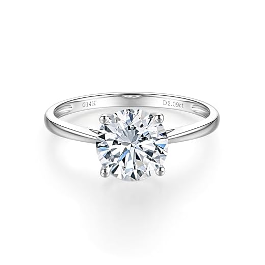 LynChoe IGI Certified LAB Grown Diamond Engagement Rings for Women, Round Cut Solitaire Diamond Anniversary Wedding Promise Bridal Rings Jewelry Gift for Her, D-F Color, VVS1-VS1 Clarity, 2 Carat Size 9