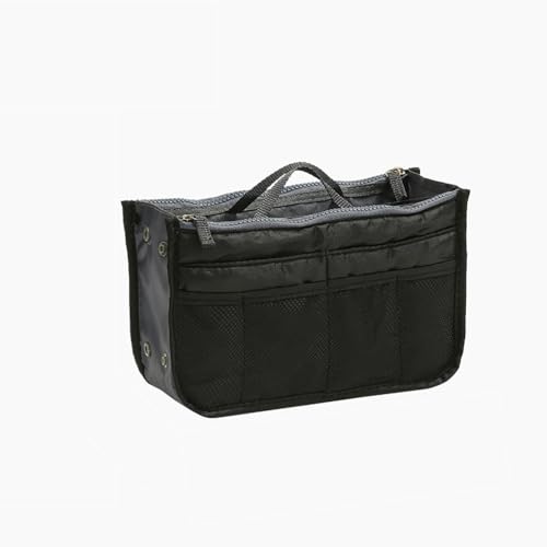 Bolsa organizadora de viagem, bolsa de armazenamento de nylon, bolso com inserção feminina, vários bolsos, zíper duplo, bolsa de cosméticos de higiene pessoal