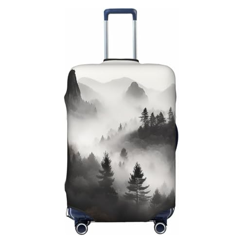 Travel Luggage Cover Fashion Suitcase Protector Foggy Mountains Forest Spandex Baggage Covers Washable Suitcase Covers Anti-Scratch Luggage Cover Protectors Fits 18-32 Inch Suitcases X-Large