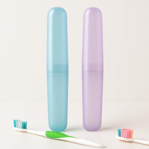 Kit com 2 Porta Escova de Dente Premium – Estojos Individuais Reforçados, Higiênicos e Compactos – Ideal para Viagem, Academia, Escola ou Bolsa – Proteção Antibacteriana – Cores Sortidas