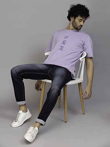 Image of Rigo Back Printed Half Sleeves Round Neck Oversized T-Shirt for Men | Drop Shoulder T-Shirt for Men | Loose Baggy Fit T-Shirt for Men