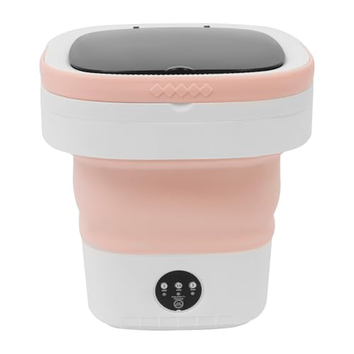 Mini machine à laver pliable 12 l 36 W avec 3 modes de nettoyage, raccord de drainage et tuyau, pour vêtements de bébé, sous-vêtements ou chaussettes (rose)