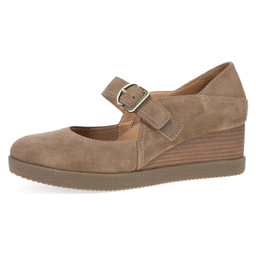 Image of Dansko Sandy Wedge Mary Jane for Women - Durable Waterproof Leathers and Leather-Stacked Heel - Adjustable Hook & Loop Strap with Buckle Detail