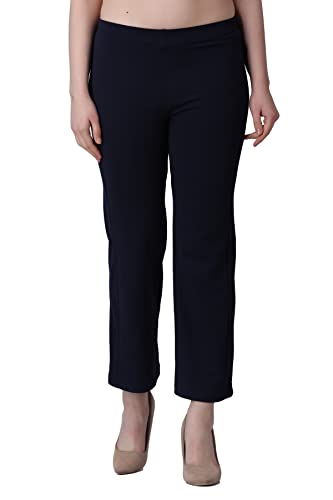 Image of POPWINGS Formal Casual Solid Trousers for Women || Work Trousers for Women || Pull On Trousers for Women || High Waist Plain Women Trousers for Summer