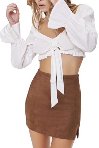 Forever 21 Faux Suede Mini Skirt Brown Medium