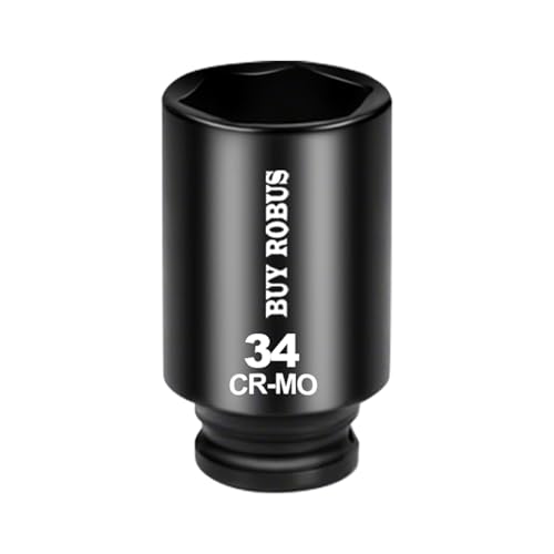 34mm Socket 1/2 Drive Deep Impact Metric Socket 6 Point CR-MO for Easy Removal of Axle Nut