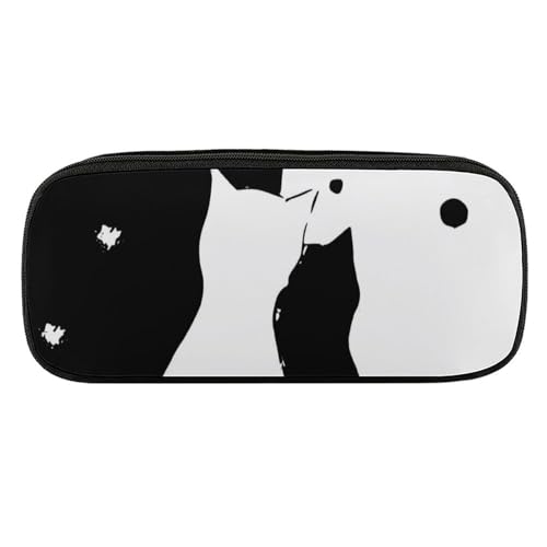 ペンケース 筆箱 大容量 軽量 黒猫と白猫 カップル 抽象画 筆入れ ふでばこ ペンポーチ 多機能 コンパクト シンプル おしゃれ 中小学生 高校生 女の子 男の子