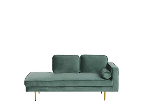 Preisvergleich Produktbild Beliani Moderne Chaiselongue aus Samtstoff in Mintgrün rechts Miramas