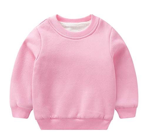 Taigood Sweatshirt Kinder Jungen Kinder Pullover Mädchen Jungen Herbst und Winter Plus Dicke warme Kleidung Samt Baumwoll Langarm-Pullover Rosa 110cm/3T Cover