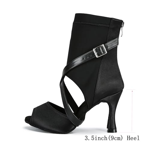 YYTing Ballroom Dance Shoes Women Salsa Latin Boots Dancer Comfortable 3.5 inch Heel Footwear YT3092