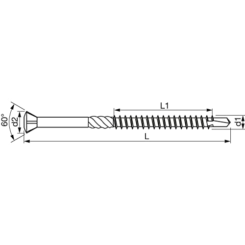 Reidl 945048 Hobotec Wood Drilling Screw 4.5 x 60 Torx 20 Hardened Stainless Steel with Decorative Head Pack of 1 4.5 x 60 mm - Image 2