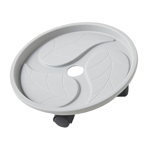 Happyyami 加厚プラスチック製キャスター付き移動式植木鉢トレイ 大型対応耐久性屋内外用植物スタンド 水受け皿兼用グレー