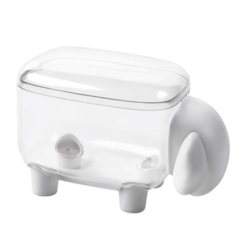 POPETPOP クリエイティブなラム型綿棒収納ボックス 白色 蓋付き 防塵コンパクト化粧綿棒ホルダー 卓上用収納ケース おしゃれな化粧品整理用