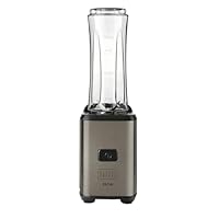 BLACK+DECKER BXJBA350E - Mini Frullatore 350W | Smoothie e Milkshake | 2 Bottiglie da 600 ml Senza BPA | Coperchi Ermetici | 4 Lame in Acciaio Inox | Finitura Nera e Inox Anti-Impronte