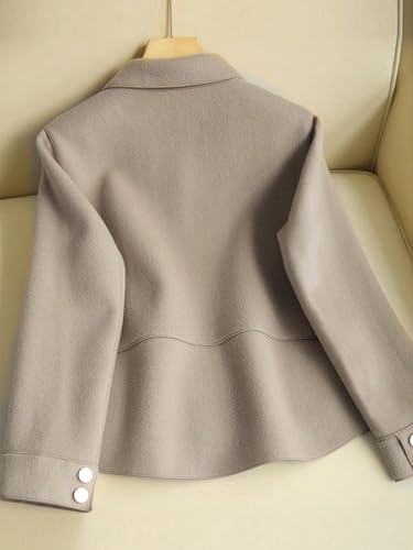 women's wool & pea coats Lapel Single Breasted High Short Wool Coat2