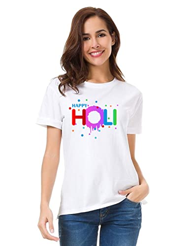 Image of Decor Production Men's /Women's Regular Fit -Colourful - Holi Tshirt Shirt for Men /Women Printed Round Neck Tshirt || Mens /Womens Tshirts Polycotton Half Sleeve