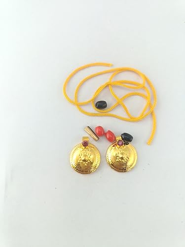 advancedestore (Set of 1 Round Mangal Sutra Thalli Bottu (Brass) with Yellow Thread for Religious Hindu Tradition