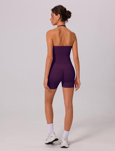 Image of ABOCIW Workout Sets for Women 2 Piece seamless Halter Sports Bra Scrunch Butt Impact Shorts Gym Yoga Outfits