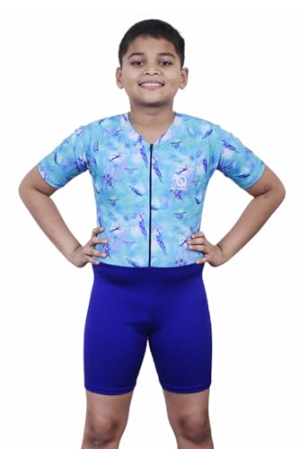 Aqua Holic Swimming Kit with 1 Printed Swimming Half Suit| Costume | with 1 Anti Fog Swimming Goggles, Swimming Cap,1 Nose Clip, 2 Ear Plugs,1 Swimming Ring(Tube) for Boys Multicolour