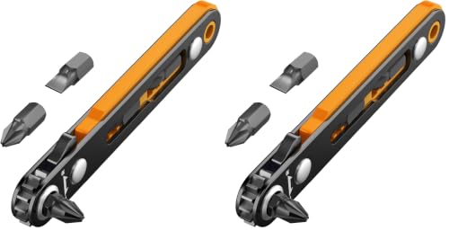 Image of Bates- Mini Ratchet Wrench, 1 /4 inch Magnetic 90 Degree Screwdriver, Low Profile Right Angle Screwdriver for Tight Spaces (Pack of 2)