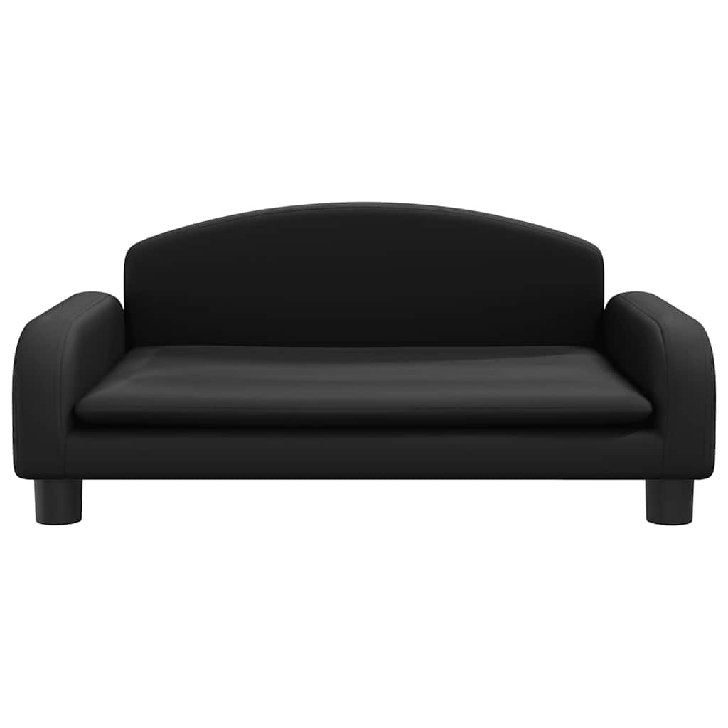 Hundebett aus schwarzem Kunstleder, 70 x 45 x 30 cm, bequemes Sofa mit Rahmen aus massivem Kiefernholz und dickem Schaumstoff, wasserdichte Beschichtung, leicht zu reinigen