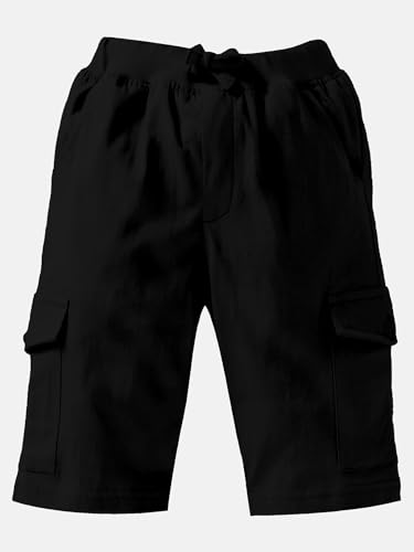 Image of KiddoPanti Boys Knit Solid Cargo Shorts | 100% Cotton | Comfortable Rib Waistband | 2 Front Pockets & 2 Cargo Pockets | Sport Bermuda Half Pant for Boys