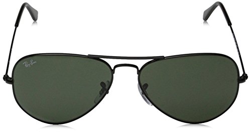 RAY-BAN RB 3025 AVIATOR SUNGLASSES (58 mm, L2823 BLACK/G-15 GREEN)2