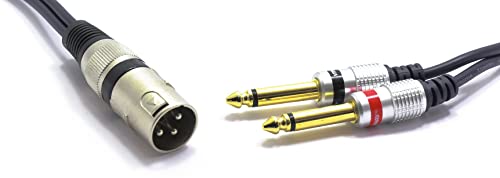VITALCO XLR Male to 2x 6.3 mm TS Jack Cable, Microphone Cable, 3-Pin to Mono Jack Plug Audio Adaptor, 1.5 m - Image 3