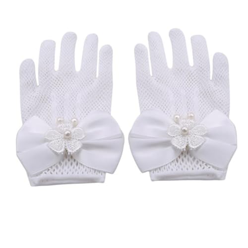 BESTYASH White Bowknot Gloves Lightweight Party Dress Accessory for Stage Performance Wedding Banquet Cosplay - Main Image