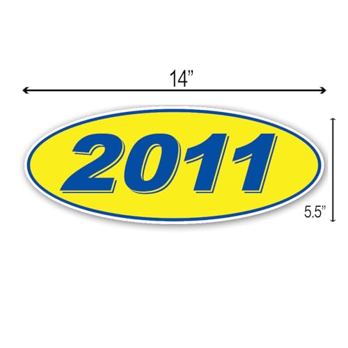 Oval Model Year Car Dealer Window Stickers - Blue and Yellow - Auto Dealerships - 12 per Pack - Durable and Weatherproof (2011)