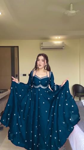 Image of Beautiful Embroidered Anarkali Gown for Women ||Festive Outfit with Intricate Detailing