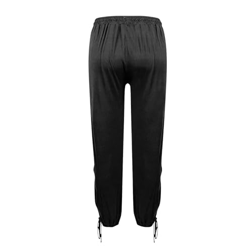 Capri Pants for Women Dressy Casual Summer Drawstring Cotton Linen Pants Straight Wide Leg Capris Loose Fit Trouser4