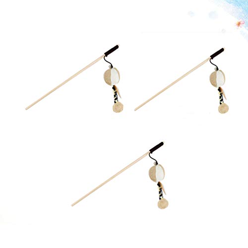 Amosfun 3 peças Brinquedos de varinha de gato com penas de abóbora Teaser Stick Brinquedos com sino