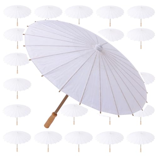 OLILLY – Lote de 20 pequeñas sombras blancas de 60 cm de diámetro, fabricadas en papel y babou para bodas, fiestas y obsequios